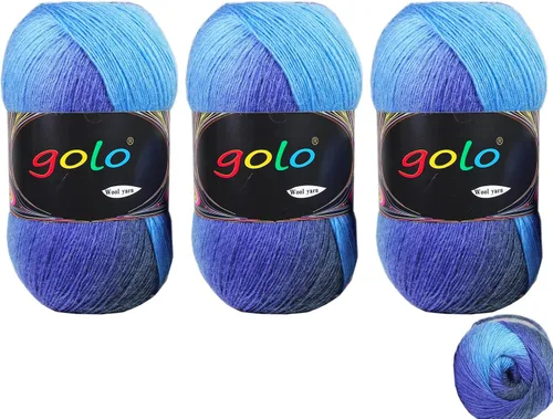 Miniatura 23 de Hilo de lana golo para tejer 200 yardas, hilo Cachemire multicolor arcoíris