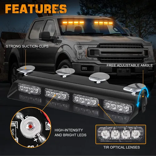 Miniatura 3 de XRIDONSEN Luces estroboscópicas de emergencia para salpicadero, advertencia intermitente de seguridad ámbar con controlador de pantalla digital