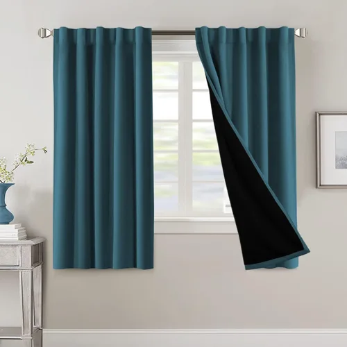 Miniatura 36 de H.VERSAILTEX Cortinas 100% opacas para dormitorio con forro negro, cortinas de oscurecimiento de habitación completa, con aislamiento térmico