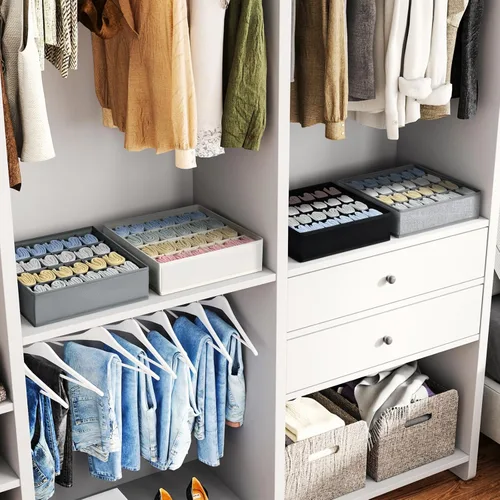 Miniatura 5 de Organizador de Calcetines Paquete de 4, Organizador de Ropa Interior de 24 Celdas Almacenamiento Plegable de Ropa Interior, Organizador de Cajón
