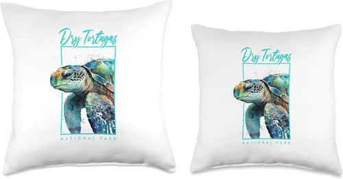 Miniatura 3 de Dry Tortugas National Park Watercolor Sea Turtle Portrait Throw Pillow