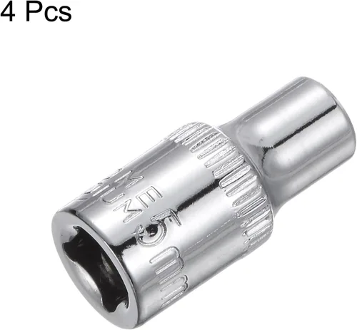 Miniatura 2 de uxcell 4 Pcs 1/4-Inch Drive 0.197 in 6-Point Zócalo poco profundo, métrico, acero con cromado