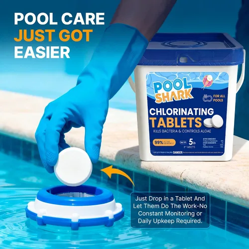 Miniatura 5 de Tabletas de cloro para piscina Pool Shark - Tabletas de cloro de 3 pulgadas - Tabletas de cloro activo al 90% de disolución lenta - Productos