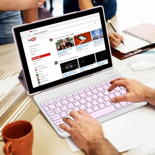 Miniatura 5 de Tablet Android 15, 10 pulgadas 8 GB RAM+32 GB ROM+1 TB Expand, procesador de cuatro núcleos de 1.8 GHz, tabletas 2 en 1 con Conjunto rosa 2 en 1