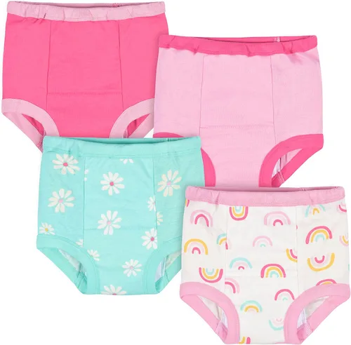 Miniatura 12 de Gerber Pack de 4 pantalones de entrenamiento y ropa interior para bebés y niñas Unicornio rosa y morado