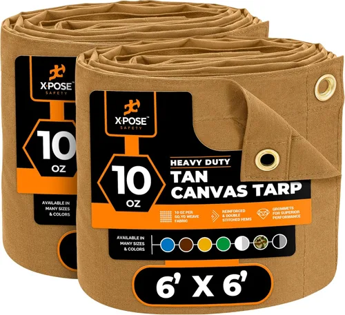 Miniatura 71 de Xpose Safety Lona de Lona - Lonas de Lona Verde de 10oz Resistentes al Agua con Ojales de Latón - Lona Multiusos para Exteriores para Campamento