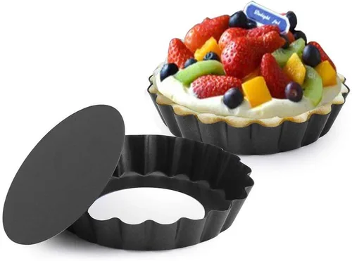 Miniatura 3 de Gutsdoor Paquete de 6 mini moldes para tartas de 4 pulgadas con parte inferior extraíble para quiche, antiadherente, redondo, juego de moldes