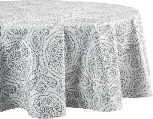Miniatura 2 de Elrene Home Fashions Savannah - Mantel de vinilo bohemio con estampado de cachemira, resistente al agua y a las manchas con reverso de franela, 70 x