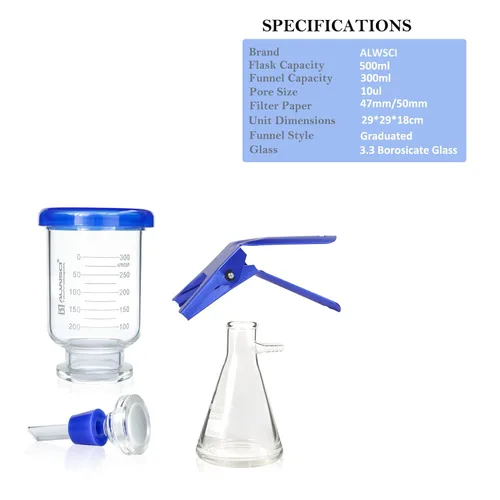 Miniatura 6 de Mecanismo de Laboratorio para Filtración al Vacío y Destilación, Kit de Filtro de Ensamblaje de Filtración al Vacío de Vidrio Borosilicato con Termo