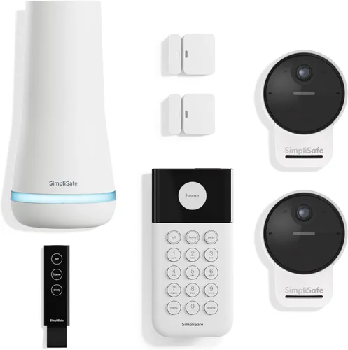 SimpliSafe - Sistema de seguridad para el hogar con cámaras exteriores inalámbricas de 7 piezas - Supervisión profesional opcional 24/7 - Sin