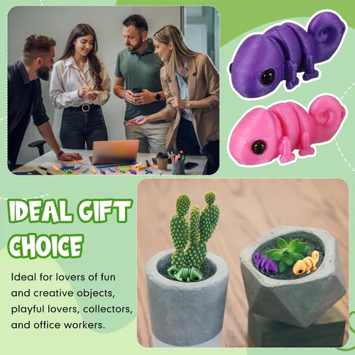 Miniatura 5 de Honoson 12 piezas de animales impresos en 3D 3D mini animales flexibles y articulados pequeños para aliviar el estrés de mascotas, para adultos