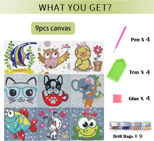 Miniatura 5 de HUBENDMC Kits de pintura de diamantes para niños, juego de manualidades de diamantes fáciles de cristal para el hogar 5D taladro completo
