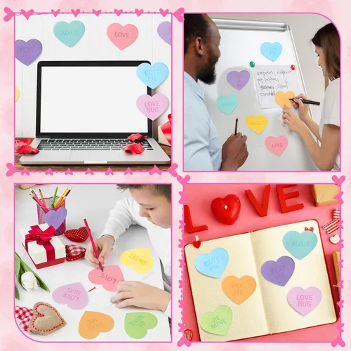Miniatura 5 de TICIAGA 30 unidades de notas adhesivas de corazón de amor, conversación romántica, notas autoadhesivas, mini blocs de notas inspiradoras