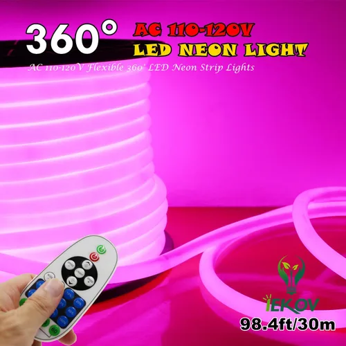 Miniatura 22 de [Actualización] Luz LED de neón de 360°, IEKOV™ CA 110-120 V, tira de luces LED de neón flexible de 360 grados, regulables e impermeables de neón +