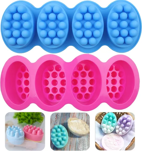 2 moldes de silicona para barra de masaje, moldes de jabón hechos a mano para hacer jabón, peine de pelo 3D, masajeador de cuero cabelludo, cepillo
