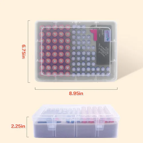 Miniatura 5 de Caja organizadora de almacenamiento de batería ALCYON con probador de batería, caja de almacenamiento para garaje con espacio para 90