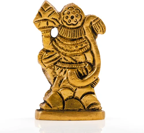 Miniatura 4 de Hanuman Pooja Murti - Estatua de ídolo de latón de Dios Señor, escultura religiosa espiritual, estatua antigua india, decoración para la entrada