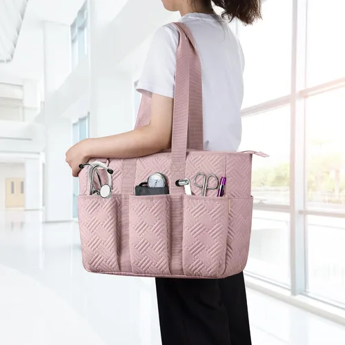 Miniatura 5 de Fasrom Bolsa de mano para enfermeras de trabajo, bolsa clínica para estudiantes de enfermería y personal de atención médica en el hogar, rosa