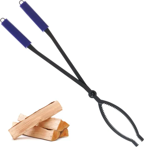 Pinzas de leña de 28 pulgadas para troncos gruesos, para exteriores, interiores, fogatas, hogueras, chimeneas, resistentes, forjadas a prueba de