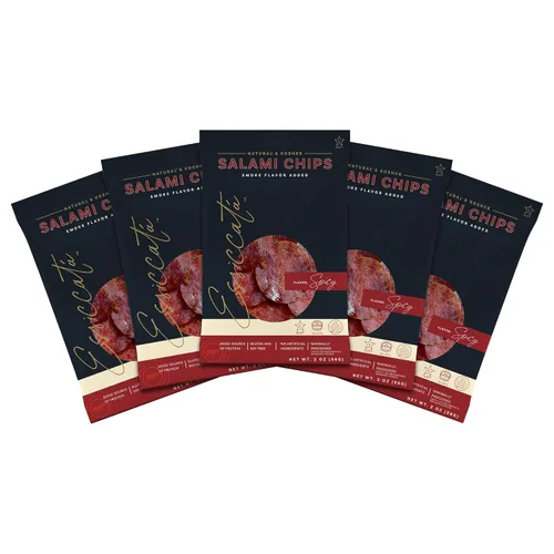 Miniatura 11 de Meats Kosher Salami Chips - Salchicha en rodajas, carne de embutidos - Natural, amigable con Halal - 2 onzas, original, paquete de 5