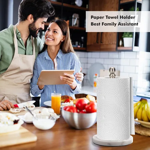 Miniatura 6 de Exilon Soporte para toallas de papel para encimera con base de mármol pesado, soporte de rollo de papel de pie para cocina y baño, con base pesada