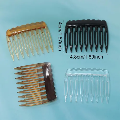 Miniatura 2 de Honbay 24 peines de plástico con 9 dientes, clips laterales para boda, velo de novia, peluca, tocados, accesorios de giro para peinado, moño, moño