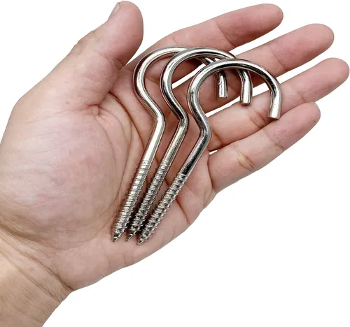 Miniatura 3 de Axe Sickle Gancho de tornillo grande resistente de 4 pulgadas Gancho de techo Gancho de taza de plata 10 piezas