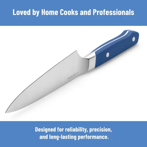 Miniatura 7 de Misen - Cuchillo utilitario de 5.5 pulgadas – Acero inoxidable AUS-10 japonés de alto carbono – Hoja híbrida alemana y japonesa – Cuchillo de cocina