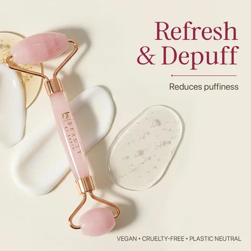 Miniatura 4 de Rodillo facial de cuarzo rosa, regalos de relajación para mujeres, herramientas de cuidado de la piel para líneas finas y arrugas, regalos
