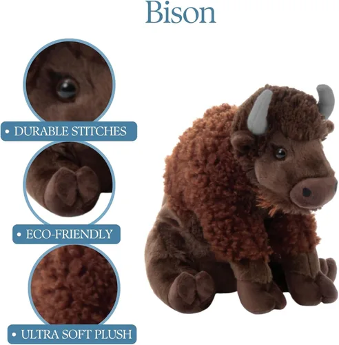 Miniatura 9 de The Petting Zoo - Peluche de bisonte, regalos para niños, animales del zoológico salvaje, colección Wild Onez, juguete de peluche de bisonte sentado