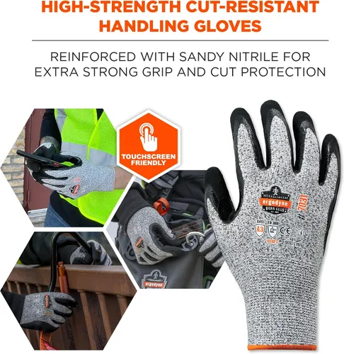 Miniatura 2 de Guantes de trabajo recubiertos de nitrilo, resistentes al corte nivel A3, agarre para ambientes húmedos o secos, Ergodyne ProFlex