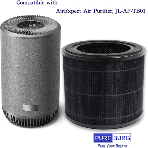 Miniatura 2 de PUREBURG Filtro de repuesto compatible con purificadores de aire AirExpect y AirExtend JL-AP-TB01, paquete de 2 unidades H13 HEPA de carbón activado