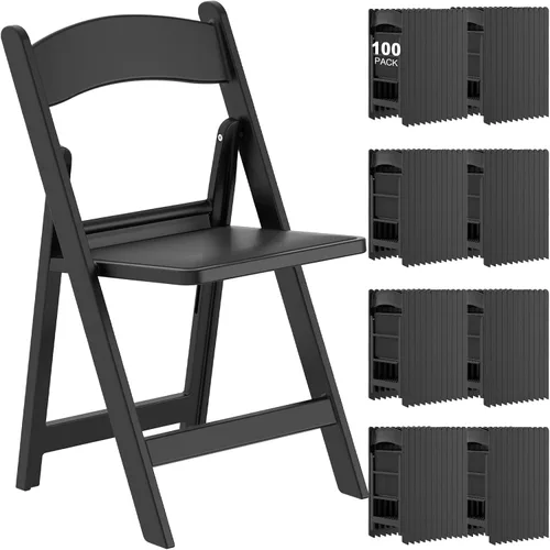 Miniatura 14 de Paquete de 4 sillas plegables de resina, sillas plegables de capacidad de peso de 650 libras con asientos acolchados, silla plegable ligera
