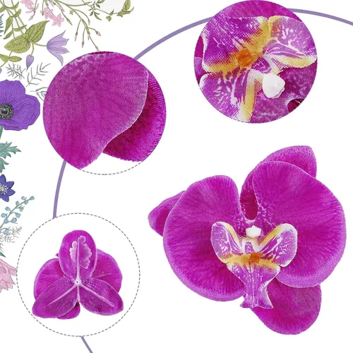 Miniatura 2 de 40 pétalos de orquídea, decoraciones artificiales, cabezas de orquídeas, flores, de seda sintética, Phalaenopsis, cabezas de flores de mariposa