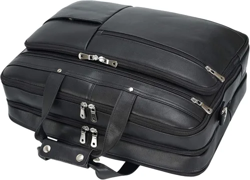Miniatura 9 de Polare - Maletín de cuero de grano completo XL de 18 pulgadas para hombres, maletín de viaje de negocios, bolsa de mensajero para portátil de 17.3