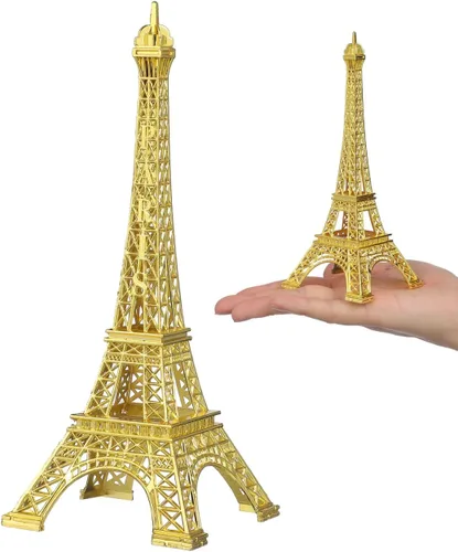 Modelo vintage de la torre Eiffel, estatua de arquitectura de aleación de zinc dorada de 7 pulgadas, mini centros de mesa franceses para decoración
