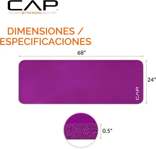 Miniatura 4 de CAP Barbell Colchoneta de yoga y ejercicio de alta densidad de 1/2 pulgada con correa Múltiples opciones Vino