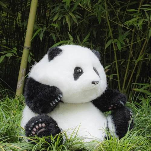 Miniatura 3 de Chongker Peluche de panda con peso, peluche de panda para compañero "HeHua", peluche grande gigante realista hecho a mano, 4.6 libras, 16.5