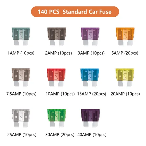 Miniatura 2 de 140 Piezas Fusibles Automotrices - Kit de Fusibles de Cuchilla Estándar para Automóvil, Fusible Automático Surtido para Marina, RV, Cámper, Barco