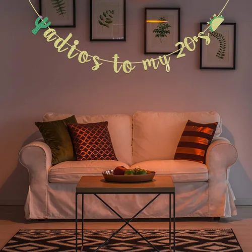 Miniatura 5 de Adios To My 20's Banner, pancarta de 30 cumpleaños, decoración de fiesta mexicana