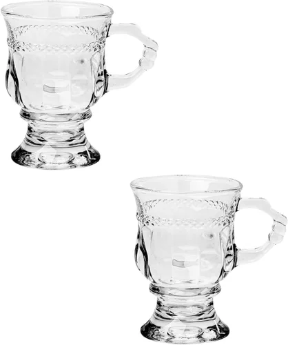Miniatura 7 de Tazas de café irlandés, tazas de café expreso con patas de vidrio con asas, tazas transparentes para café, latte, capuchino, batido, caliente y Ámbar