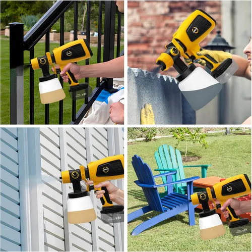 Miniatura 7 de Pulverizador de pintura inalámbrico para batería Dewalt de 20 V MAX, pistola de pintura en aerosol HVLP con motor sin escobillas y 4 boquillas