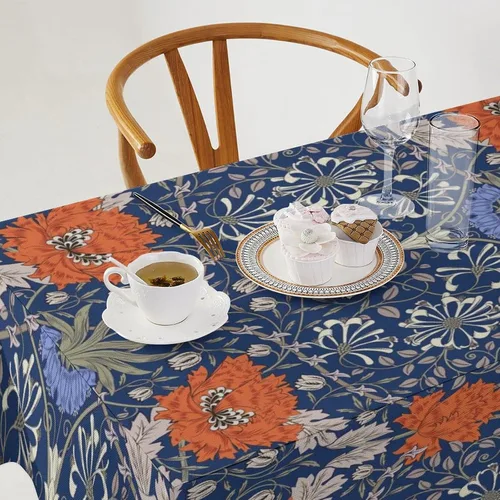 Miniatura 296 de Mantel Floral Retro de Pájaros, Diseño Original Bohemio William Morris Estampado Cubierta de Mesa para Hogar Picnic Fiesta Comedor Cocina William