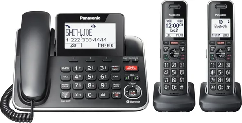Panasonic Link2Cell Teléfono con Cable e Inalámbrico Expandible con Sistema de Contestación Digital y Bloqueador de Llamadas Inteligente, Una Unidad