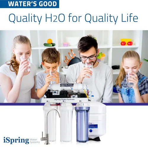 Miniatura 2 de Sistema de filtrado de agua potable con bomba aumentadora de presión iSpring rcc7p 5 estaciones, máximo rendimiento por ósmosis inversa. Níquel