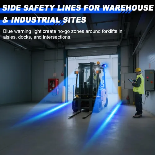Miniatura 7 de eTzone Nueva carretilla elevadora LED luz azul zona lateral luces advertencia almacén zona peatonal camión lámpara de seguridad 30W, DC 12-80V
