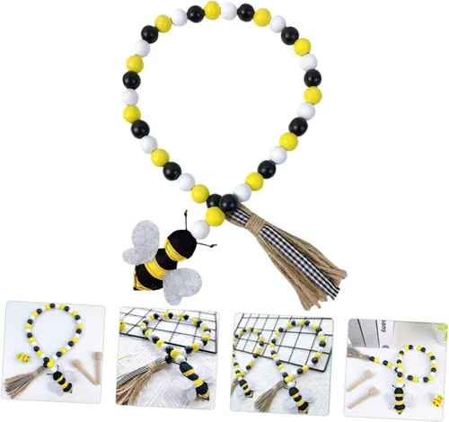 Miniatura 2 de Guirnalda de cuentas de colmena con temática de miel, cuentas de colmena, decoración del hogar, festival de abejas, decoración colgante, borla