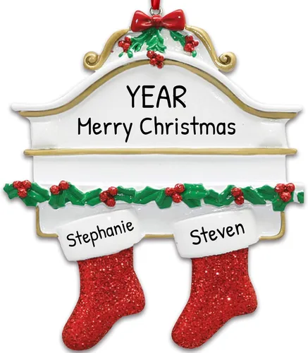 Miniatura 2 de Adornos de Navidad familiares personalizados – Medias de Navidad personalizadas con nombres, regalos para parejas, adornos 2024, nuestra primera