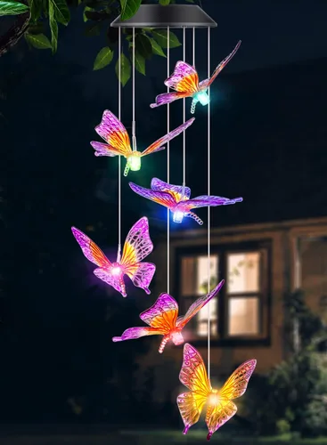 Miniatura 10 de DesGully - Campanillas de viento de colibrí, cambian para exteriores, 25 tubos de aluminio, para decoración de jardín, patio, monumento, regalos