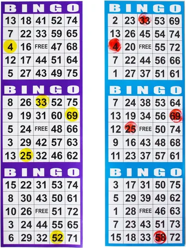 Miniatura 5 de SEETOOOGAMES Tarjetas de papel para juego de bingo – 3 cartas – 100 libros de 10 hojas